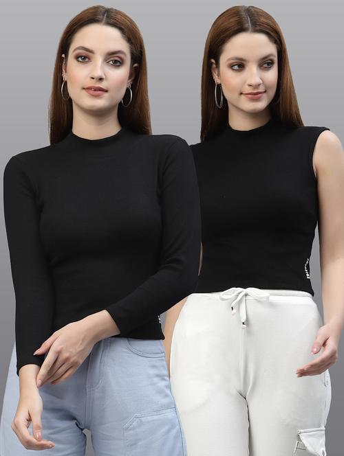 women set of 2 black casual top - 20617672 - Very Small Image - 1