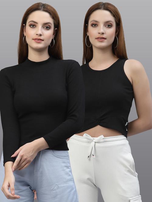 women set of 2 black casual top - 20617681 - Very Small Image - 1