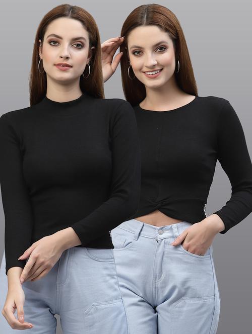 women set of 2 black casual top - 20617683 - Very Small Image - 1