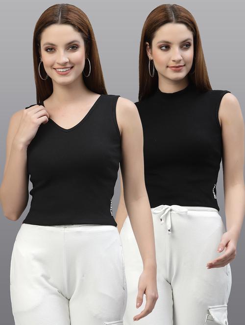 women set of 2 black casual top - 20617690 - Very Small Image - 1