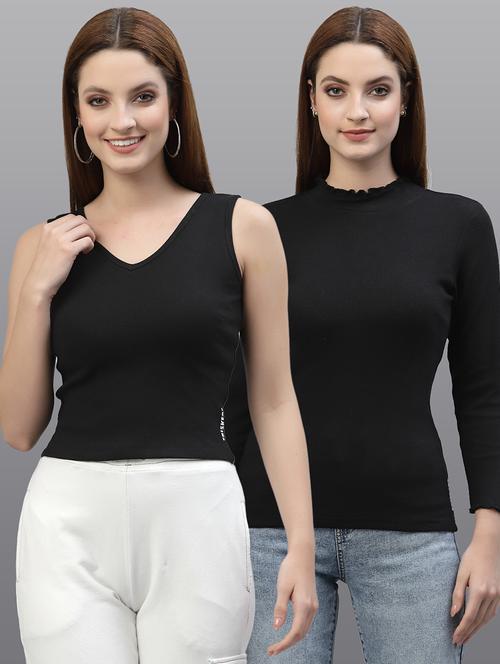 women set of 2 black casual top - 20617692 - Very Small Image - 1