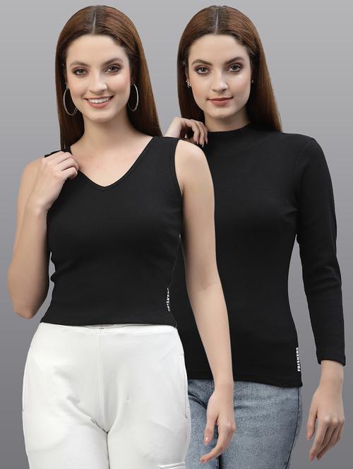 women set of 2 black casual top - 20617695 - Very Small Image - 1
