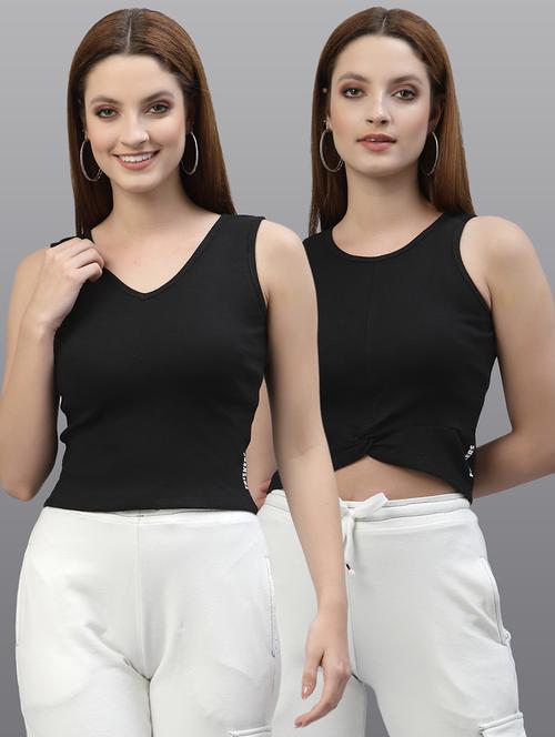 women set of 2 black casual top - 20617699 - Very Small Image - 1