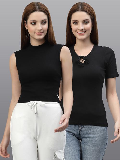 women set of 2 black casual top - 20617709 - Very Small Image - 1