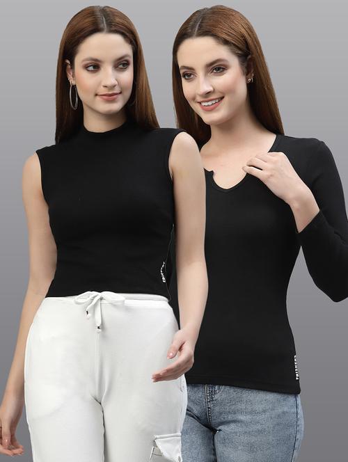 women set of 2 black casual top - 20617713 - Very Small Image - 1