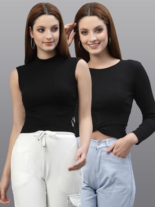 women set of 2 black casual top - 20617717 - Very Small Image - 1