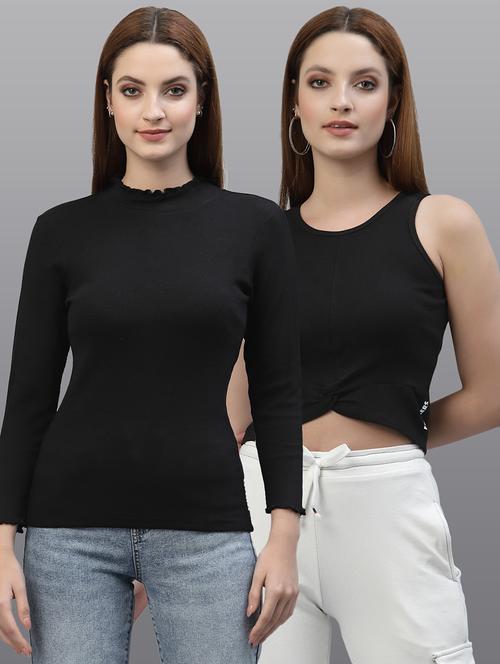 women set of 2 black casual top - 20617730 - Very Small Image - 1