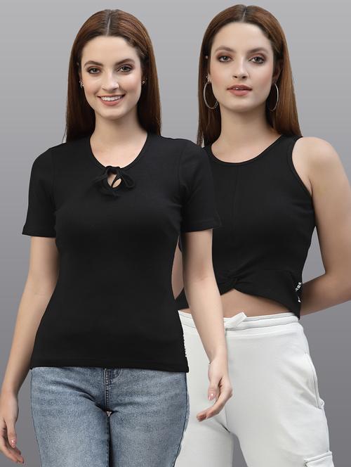 women set of 2 black casual top - 20617745 - Very Small Image - 1