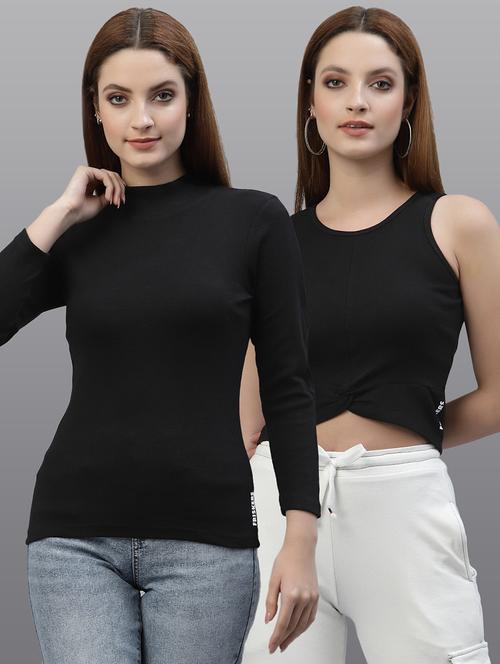 women set of 2 black casual top - 20617759 - Very Small Image - 1
