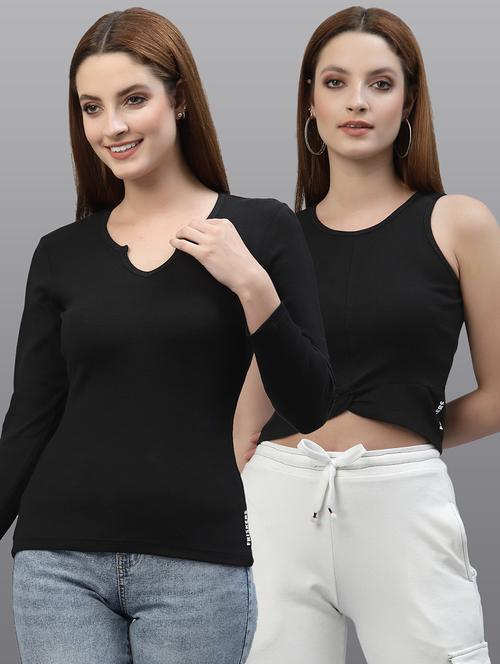women set of 2 black casual top - 20617772 - Very Small Image - 1