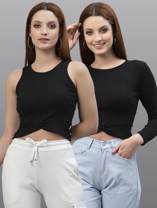 women set of 2 black casual top - 20617786 - Very Small Image - 1