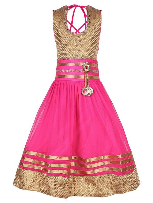 kids pink self design detailed dress - 20622498 - Very Small Image - 1