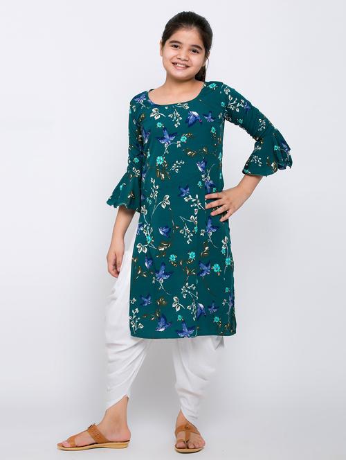 girls floral printed kurta salwar set - 20622691 - Very Small Image - 1