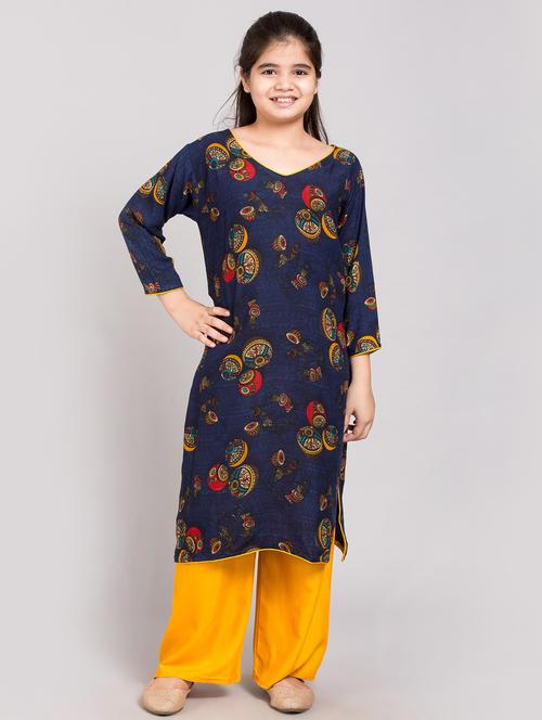 girls floral printed kurta palazzo set - 20622743 - Very Small Image - 1