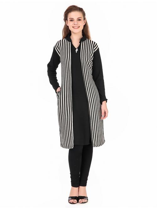 women black mandarin neck straight kurta - 20623173 - Very Small Image - 1