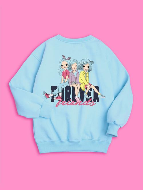 crew neck light blue graphic sweatshirt - 20624284 - Very Small Image - 1