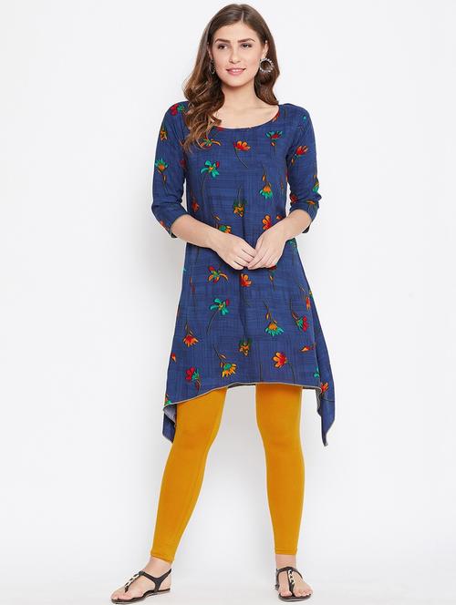 women blue round neck kurta legging set - 20626591 - Very Small Image - 1