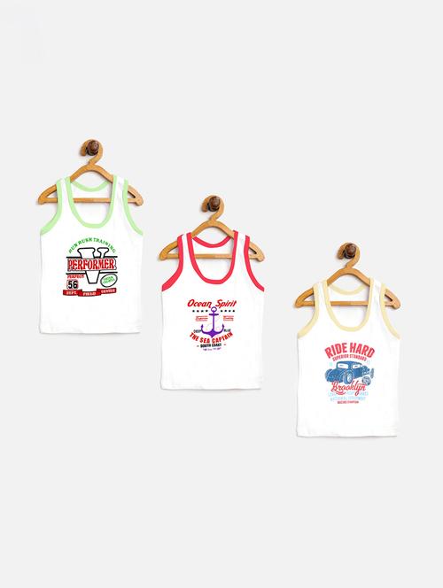 white cotton blend printed vest combo - 20628138 - Very Small Image - 1