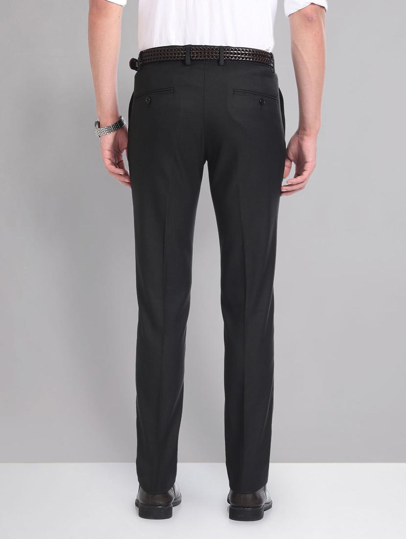 black polyester flat front trousers formal - 20632800 - Standard Image - 2