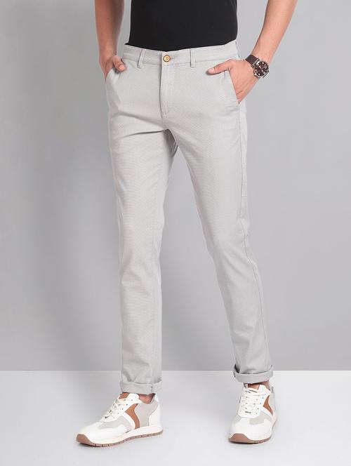 beige cotton chinos casual trousers - 20633120 - Very Small Image - 1