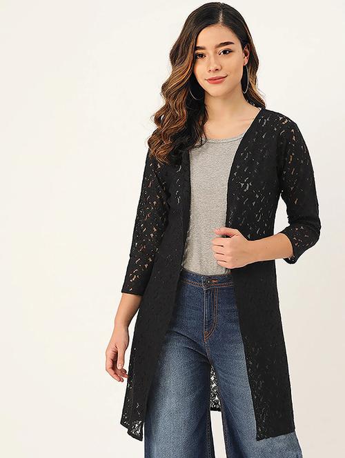 women black self design shrug - 20638823 - Very Small Image - 1