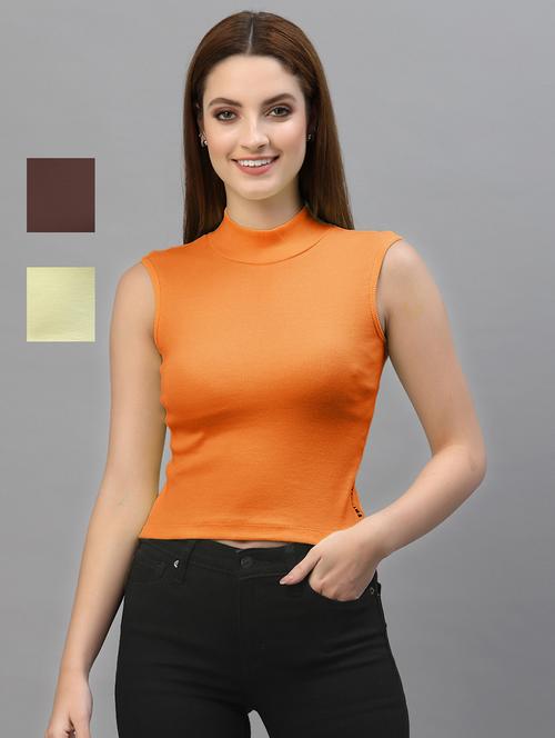 women pack of 3 solid high neck top  - 20643963 - Very Small Image - 1