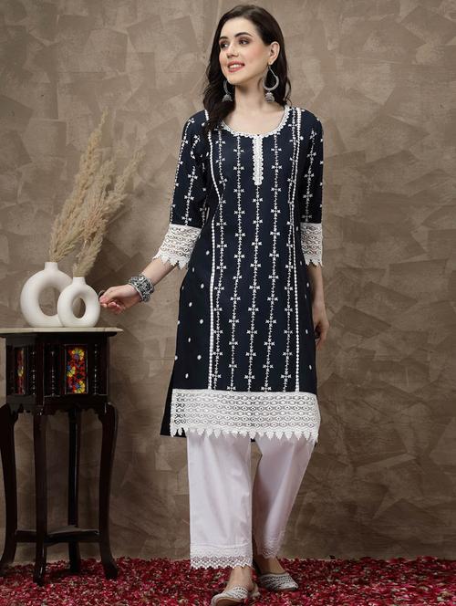 women round neck printed straight kurta - 20644361 - Very Small Image - 1