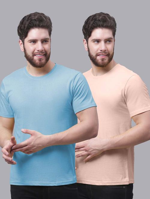 pack of 2 - multi colored cotton plain t-shirt - 20644858 - Very Small Image - 1