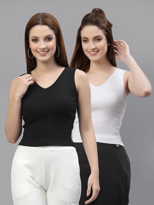 pack of 2 multi colored sleeveless crop top - 20644982 - Very Small Image - 1