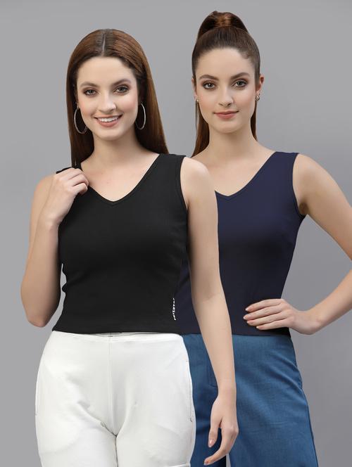 pack of 2 multi colored sleeveless crop top - 20644987 - Very Small Image - 1