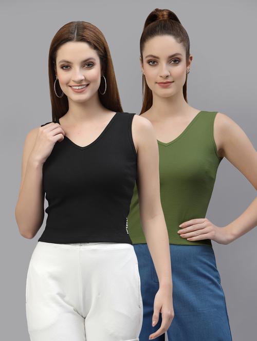 pack of 2 solid sleeveless regular top - 20644993 - Very Small Image - 1