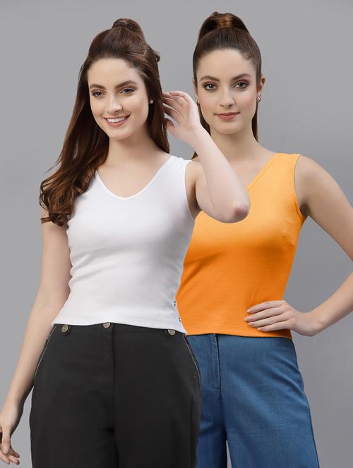 pack of 2 solid sleeveless crop top - 20644994 - Very Small Image - 1