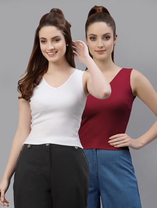 pack of 2 solid sleeveless crop top - 20644996 - Very Small Image - 1