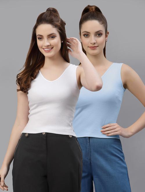 pack of 2 solid sleeveless crop top - 20645000 - Very Small Image - 1