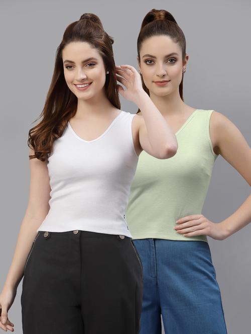 pack of 2 solid sleeveless crop top - 20645003 - Very Small Image - 1