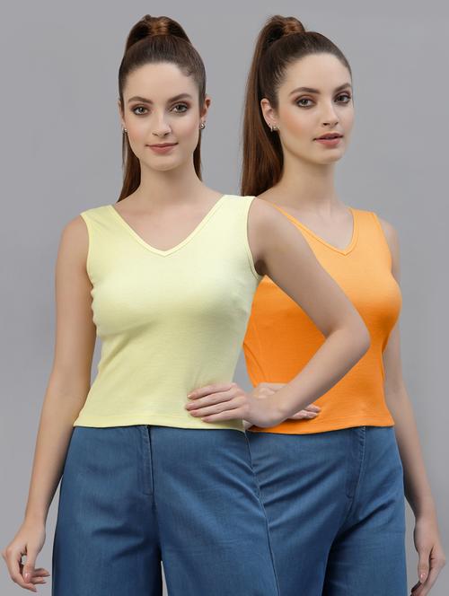 pack of 2 solid sleeveless crop top - 20645005 - Very Small Image - 1