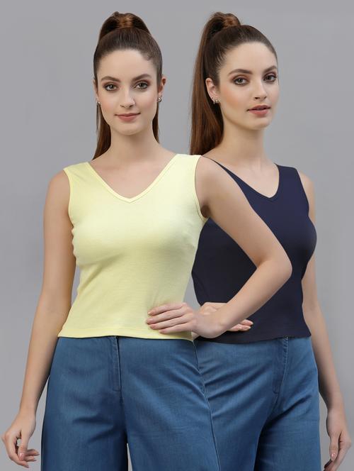 pack of 2 solid sleeveless crop top - 20645009 - Very Small Image - 1