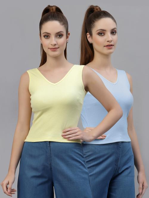 pack of 2 solid sleeveless crop top - 20645011 - Very Small Image - 1