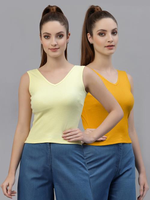 pack of 2 solid sleeveless crop top - 20645012 - Very Small Image - 1