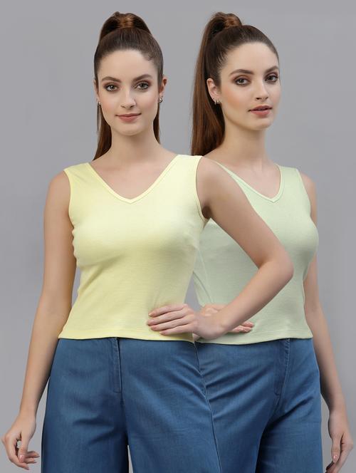 pack of 2 solid sleeveless crop top - 20645014 - Very Small Image - 1