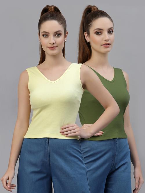 pack of 2 solid sleeveless crop top - 20645015 - Very Small Image - 1