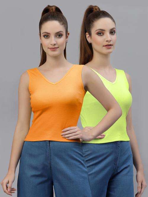 pack of 2 solid sleeveless crop top - 20645016 - Very Small Image - 1