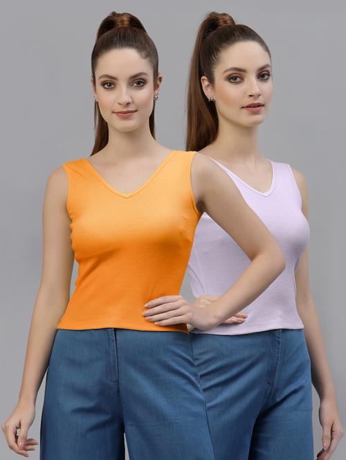 pack of 2 solid sleeveless crop top - 20645018 - Very Small Image - 1