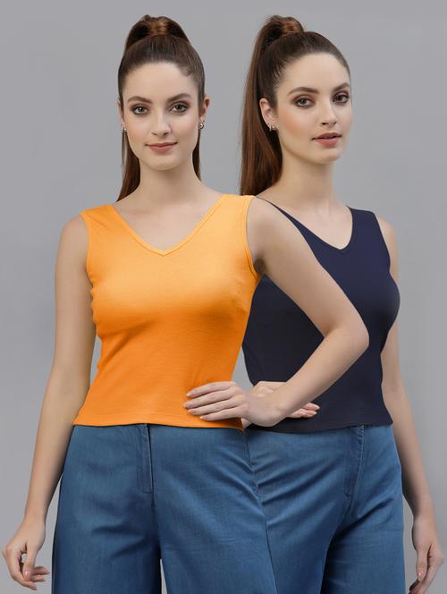 pack of 2 solid sleeveless crop top - 20645019 - Very Small Image - 1