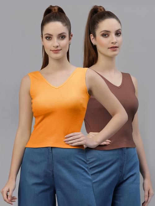 pack of 2 solid sleeveless crop top - 20645020 - Very Small Image - 1