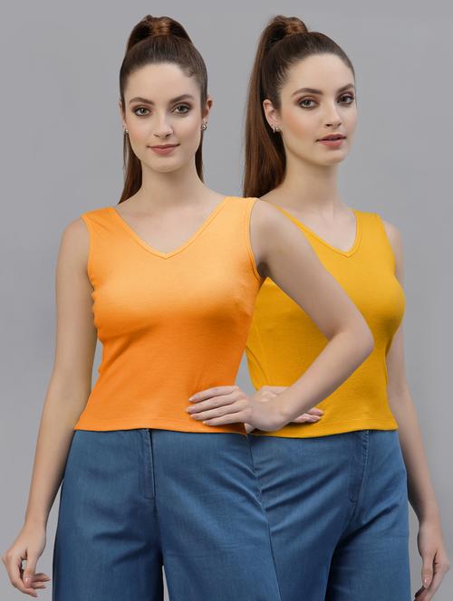 pack of 2 solid sleeveless crop top - 20645022 - Very Small Image - 1
