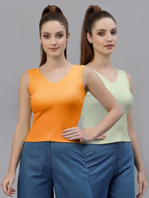 pack of 2 solid sleeveless crop top - 20645024 - Very Small Image - 1