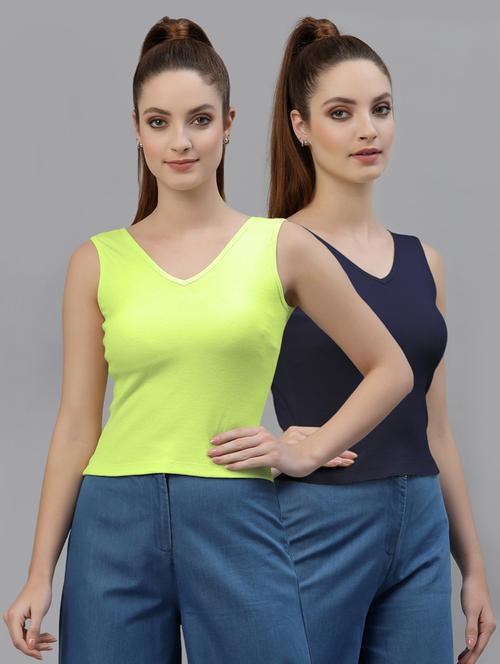 pack of 2 solid sleeveless crop top - 20645028 - Very Small Image - 1