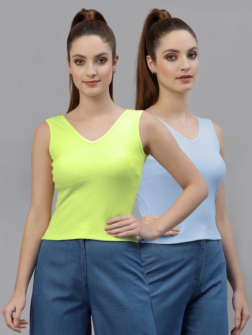pack of 2 solid sleeveless crop top - 20645030 - Very Small Image - 1