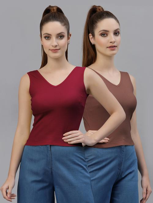 pack of 2 multi colored sleeveless crop top - 20645037 - Very Small Image - 1